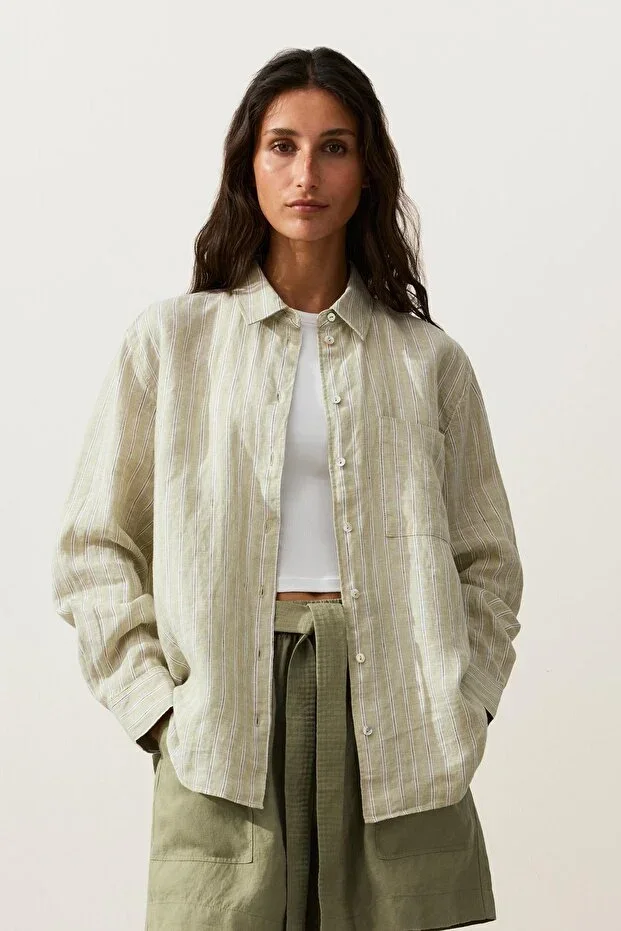 Oysho 100% Linen Relaxed Shirt