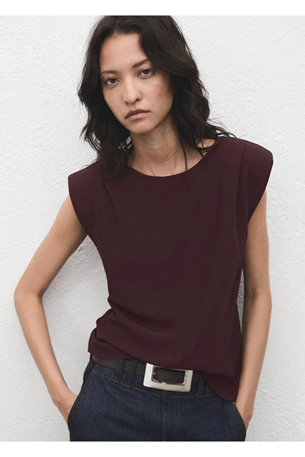 MANGO Blouse with ruched shoulder pads