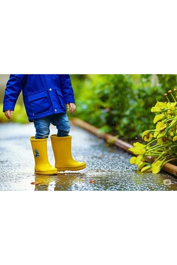 Ankle High Boys Rain Boots 26-35 Yellow
