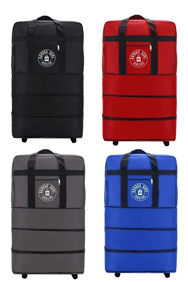 Three Bellows Wheeled Suitcase - Giant Size Bag 4 Pieces