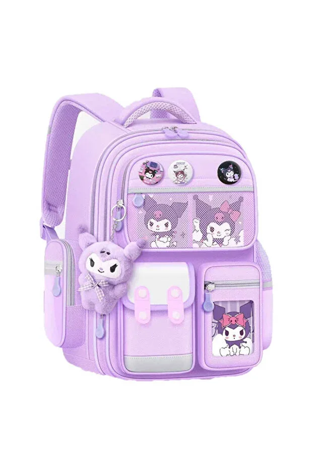 Purple Figured Multi-Compartment Girls' Primary and Middle School Backpack