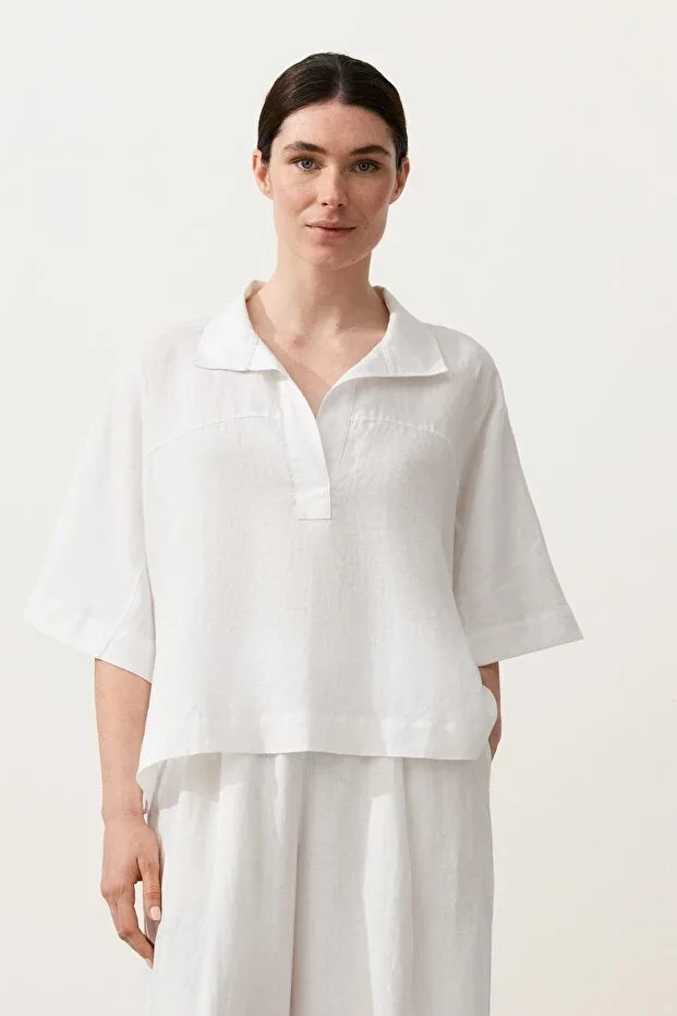 Oysho Oversize Short Sleeve 100% Linen Shirt