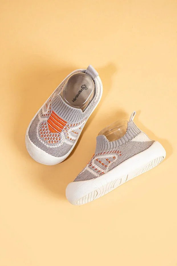Docol Children Baby Flexible, Comfortable Orthopedic Sole Daily Grey First Step Shoe And Child Sneaker
