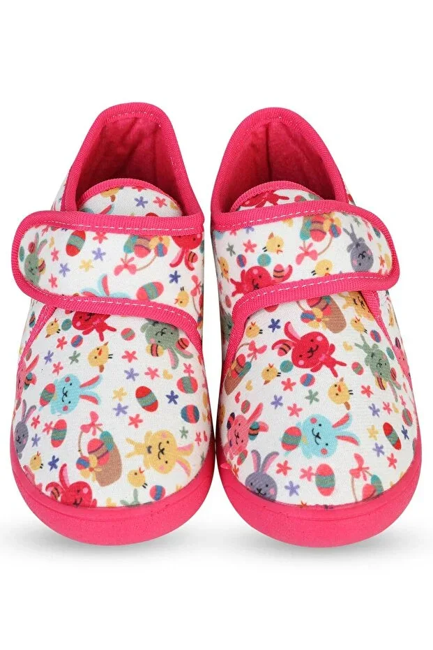 Civil Girls Bunny Print Slippers Sizes 27-32 - Ecru Size 29