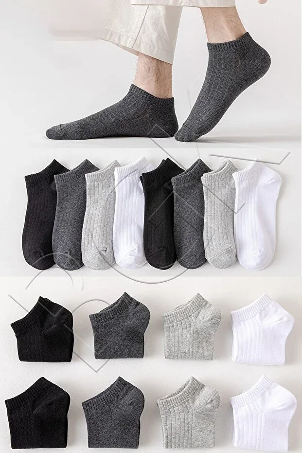 Unisex 8 Pairs Basic BGK Socks with Ribbed Top
