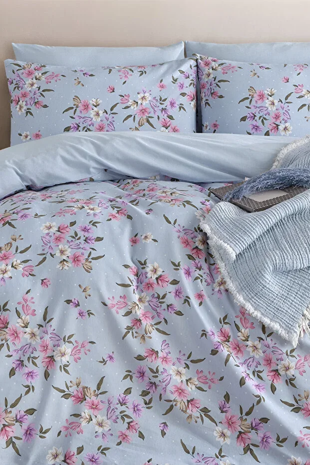 Duvet Cover Set with Fitted Sheet Double Size