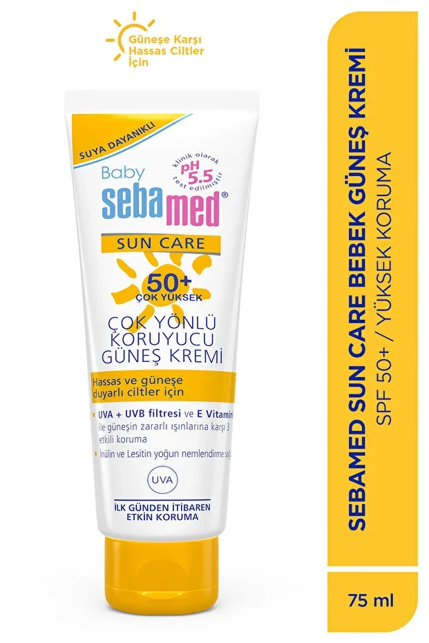 Children's Sun Cream SPF 50+ 75 ml with UVA UVB Filter, Vitamin E, Multi-Purpose Protective Baby High Protection