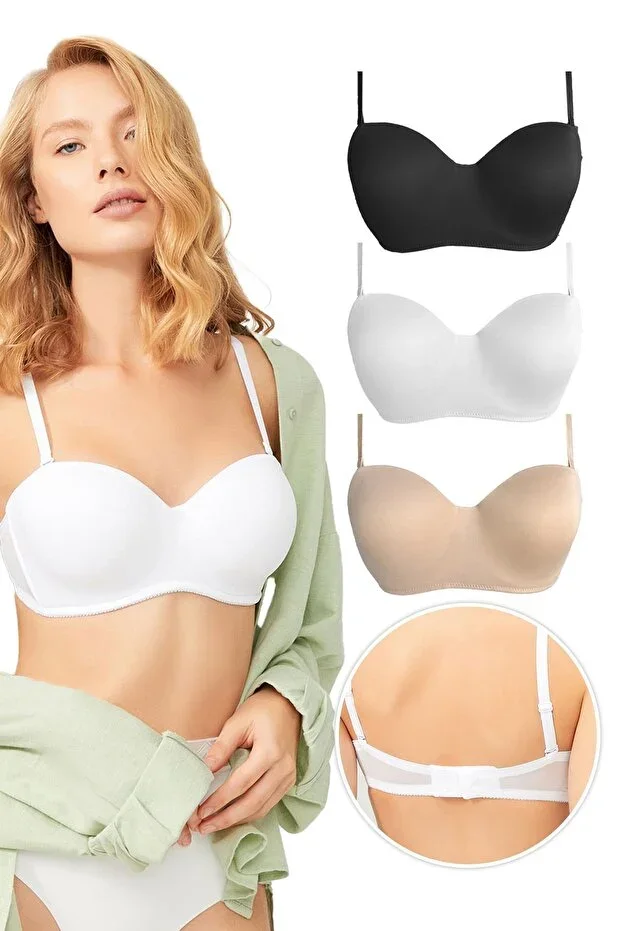 Balenli Supportive Wireless Strapless Bra 3-Pack