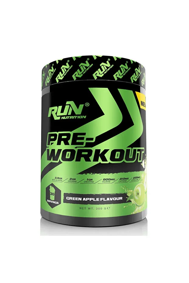 Pre-Workout Green Apple Flavor - 300g - 30 Servings