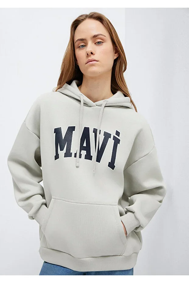 Logo Print Hooded Navy Sweatshirt 1600361-82625