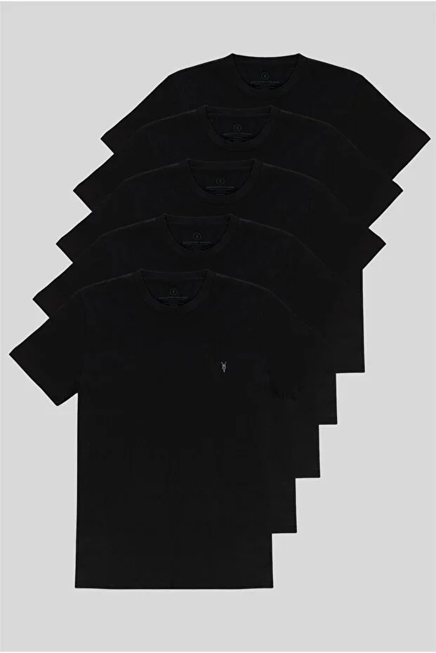 Black Standard Fit Basic 5-Pack T-shirt