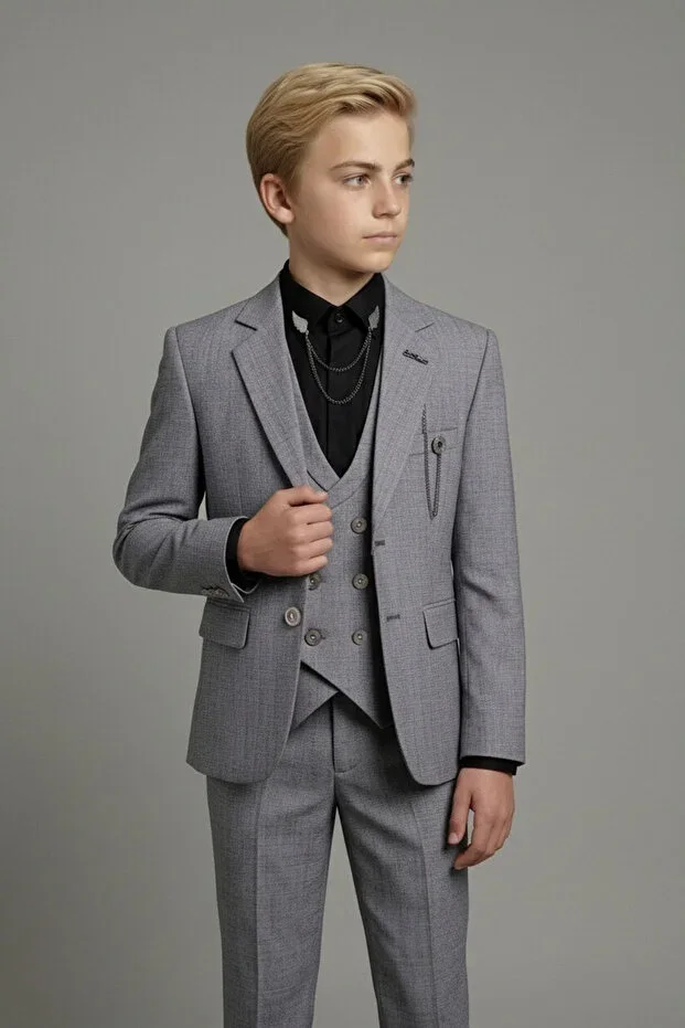 Doctor junior Slim Fit Boys' Chain Detail Suit / Without Shirt