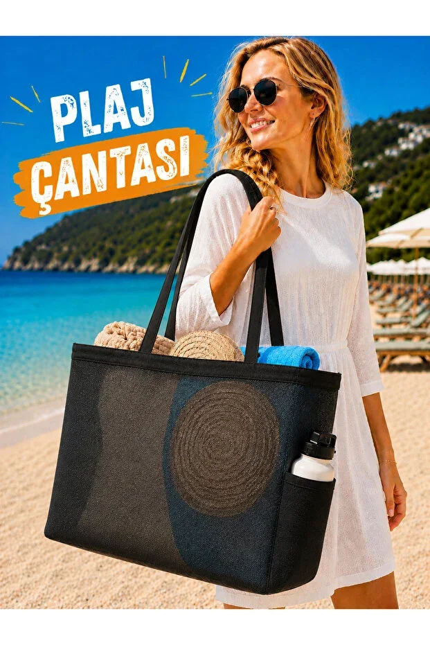 Lux Mesh Large Capacity Pocketed Handle Sand and Water Repellent Practical Beach Pool Bag