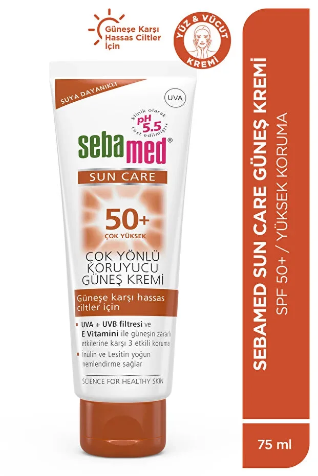 Sun Cream SPF 50+ 75 ml UVA UVB Filtered Vitamin E Triple High Protection Face and Body Protection