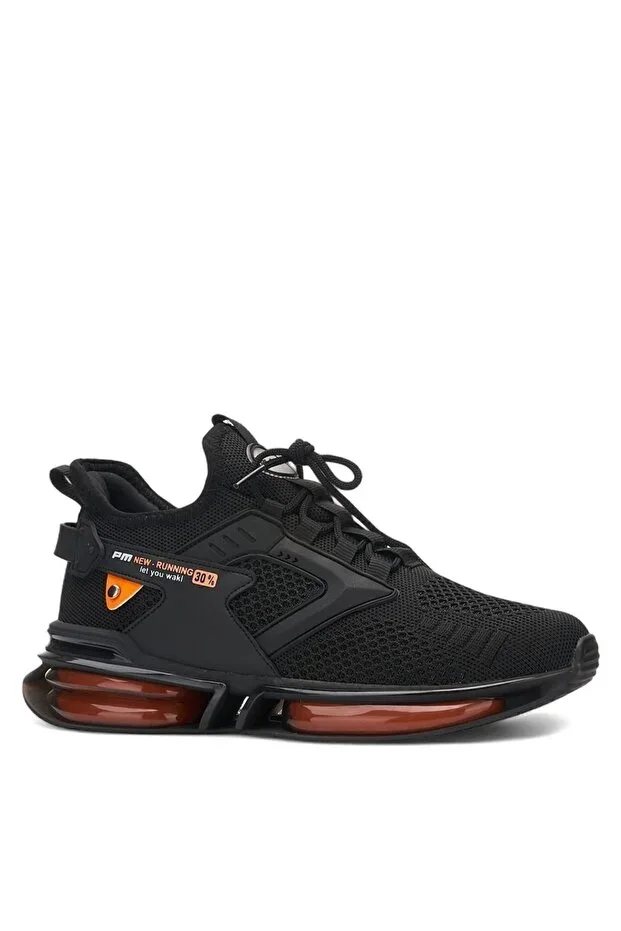 Men's Black Sneaker Sports Shoe Balloon Sole Tricot Orthopedic-047