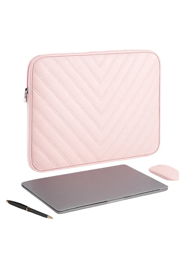 13-13.6 inch Compatible Leather Laptop Bag for Macbook Air Pro - Protective Case and Laptop M2 M3 - Light Pink