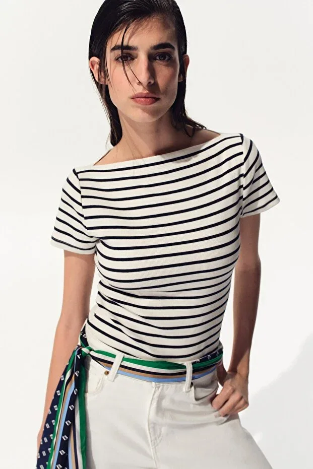 H&M Cotton Boat Neck Top