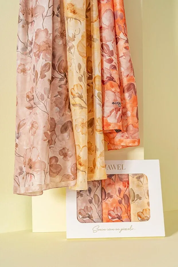 Women's Pachira Soft Scarf Pack (Mink-Orange-Yellow)