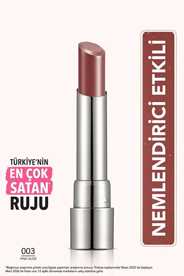 Flormar Moisturizing Glossy Lipstick - Sheer Up Lipstick - 003 Pinky Nude - 8682536012010