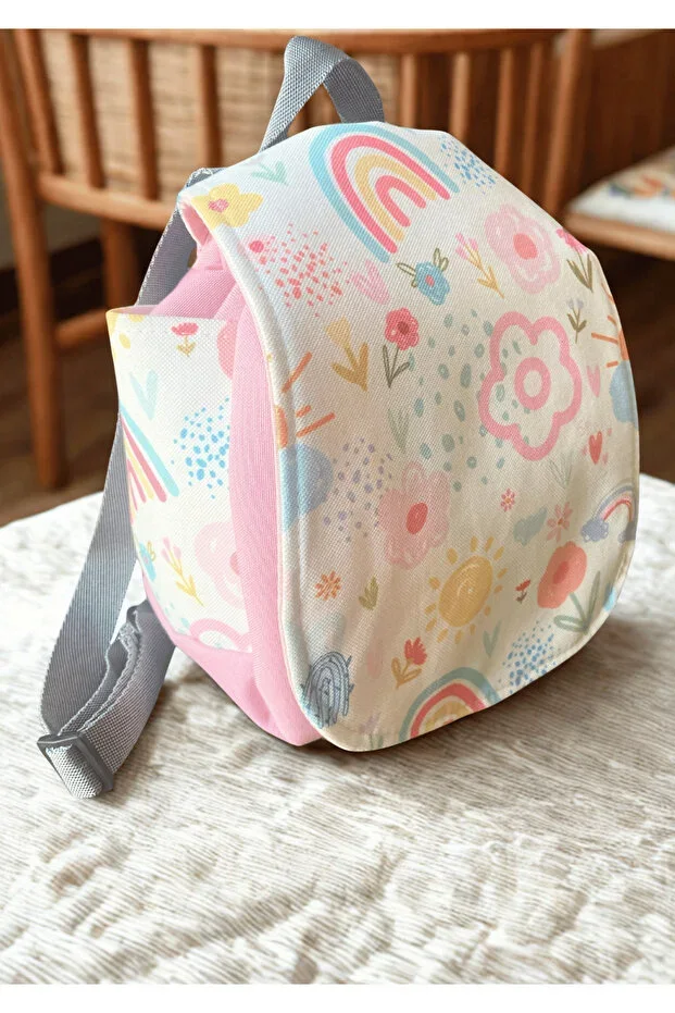 0-7 Years Lavender Flower Patterned 101 Kids Backpack 25x22x15 - Colorful and Functional Design