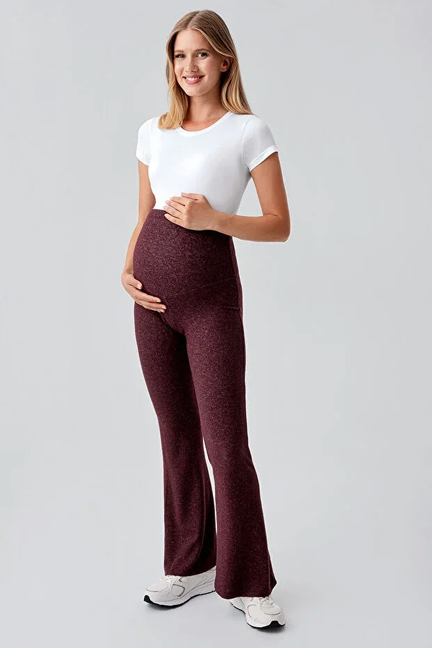 Adjustable High Waist Wide Leg Stretchy Soft Textured Viscose Blend Maternity Pants