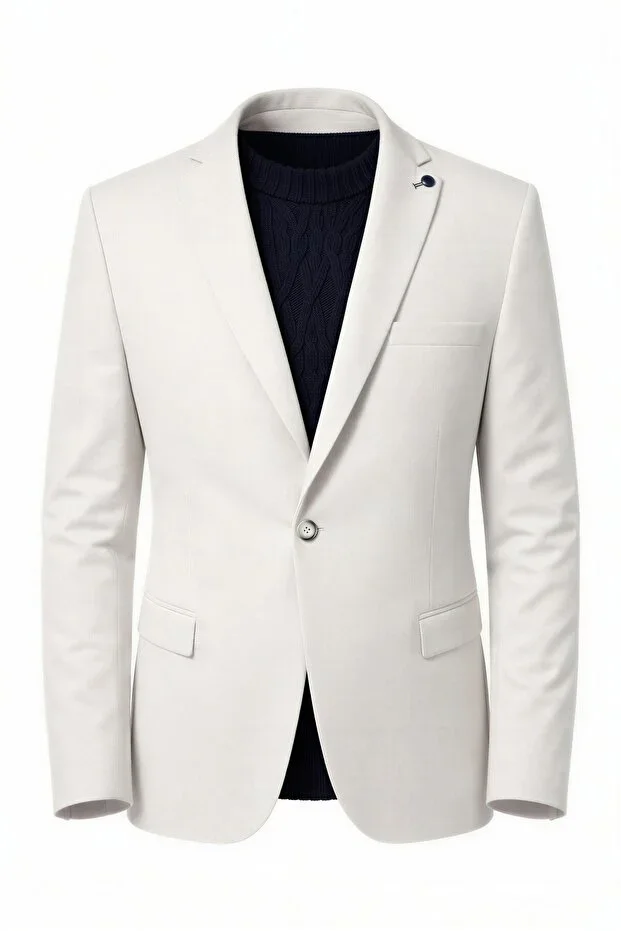 Stone Color Slim Fit Men's Blazer Jacket – Modern Office & Invitation Style
