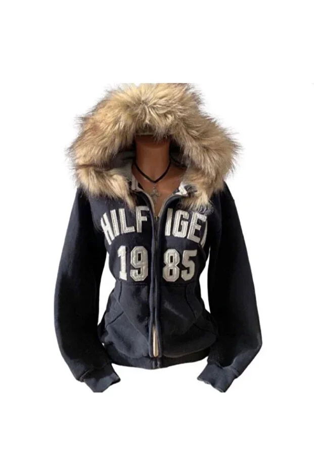 Y2k Street fur detailed Vintage cardigan