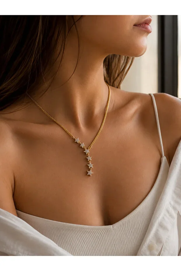 SEPETTE TAKI Stone Star Arrangement Gold Necklace Stainless Steel Women Necklace