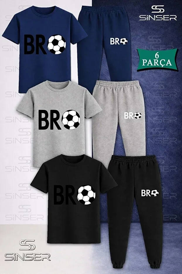 Kids BRO TOP PRINT BLACK 3-Piece T-shirt Tracksuit Set