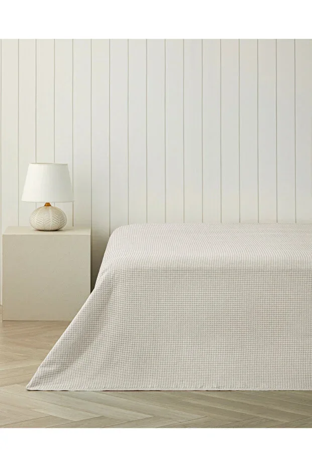 Modern Grid Double Duvet Cover 180x220 cm Ecru