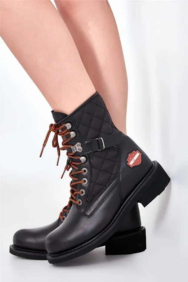New Worker Black Leather Women's Boot