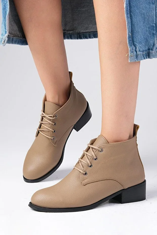Meera Vizon Color Oval Toe Women's Short Flat Ankle Boot