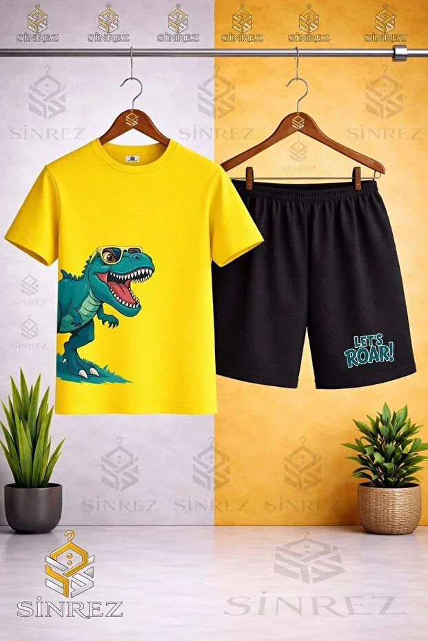Round Neck DINAZOR GLASSES Print T-shirt - Shorts Set