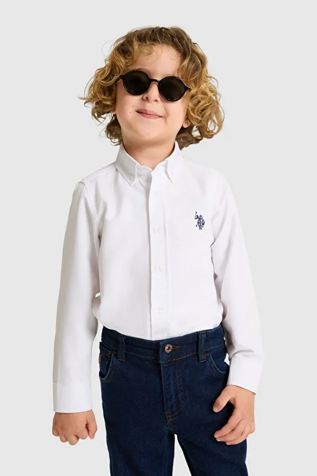 Boys White Long Sleeve Basic Shirt 50324687-VR013