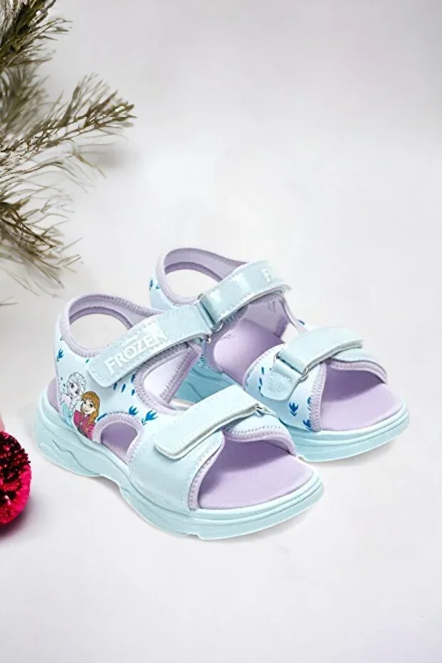 Printed Blue Velcro Girls Sandals