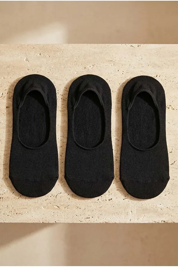 Women's 3-Pack Basic Invisible Ankle Socks Black/Black/Black
