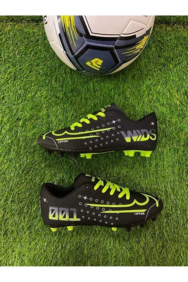 BOYS' CLEATS TURF FOOTBALL SHOES BLACKYELLOW