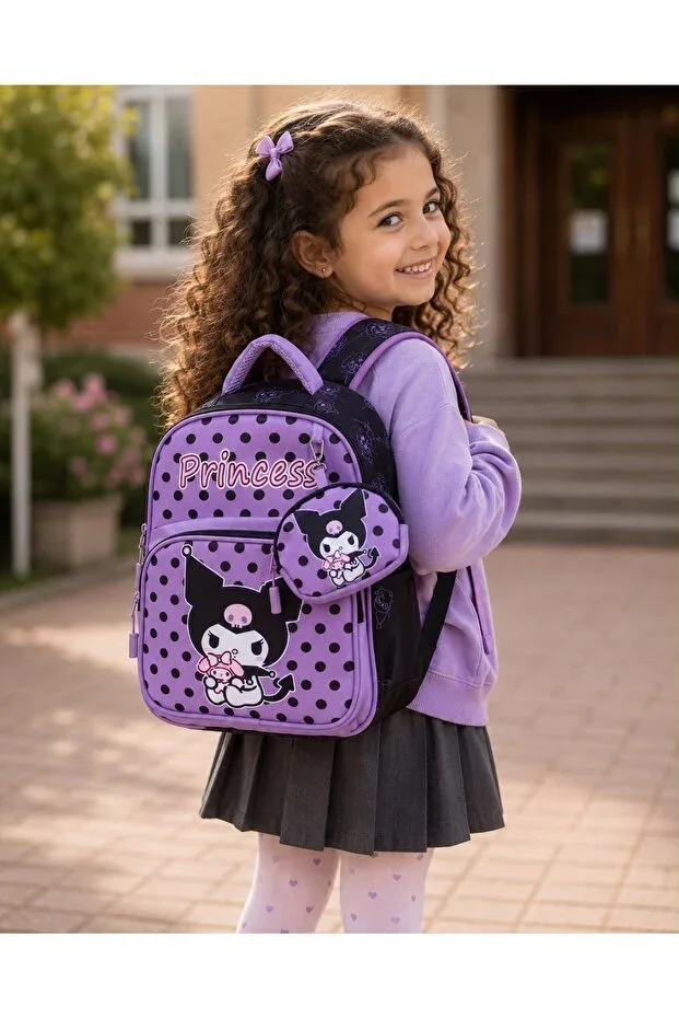 Kindergarten Bag Lila-Black Nursery and Preschool Backpack with Wallet Gift Kids Bag