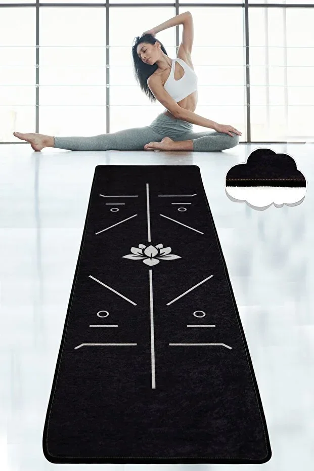 Bıkram Black 60x200 Cm Yoga, Sports, Fitness, Pilates Mat Washable Non-slip Djth