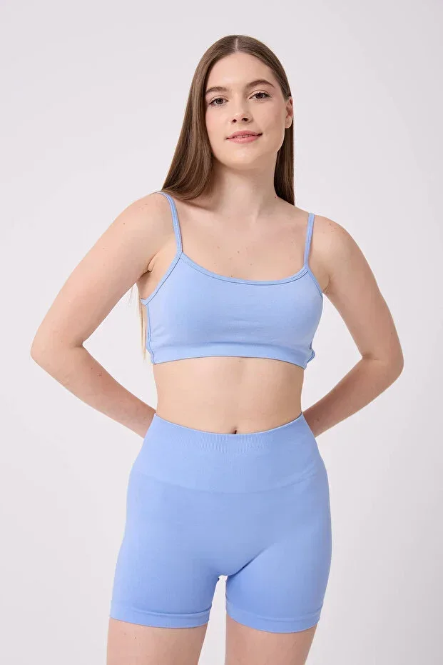 Women's Back Cutout Sports Bustier & High Waist Tummy Control Short Leggings Set