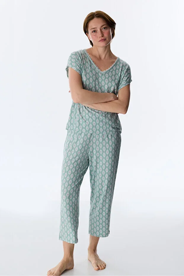 Light Green Alia Green Capri Pajama Set