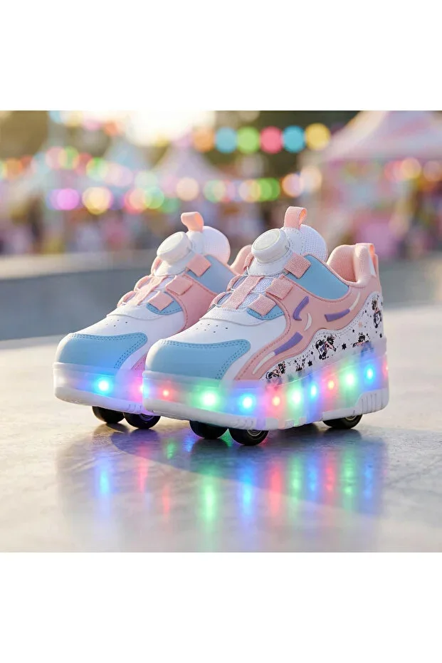 Fun Sneakers with LED Base and Rollers, Casual Sports Shoes