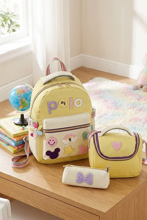 By Hakan My Polo 2055 Three-Piece Set Girls' Primary and Middle School Backpack