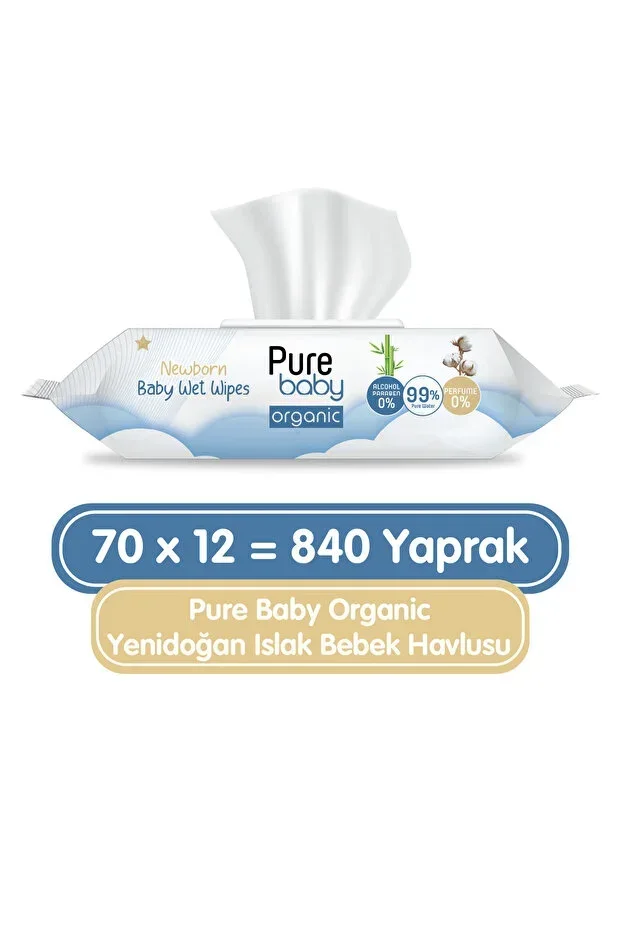 Organic Newborn Wet Towel 12x70 (840 SHEETS)