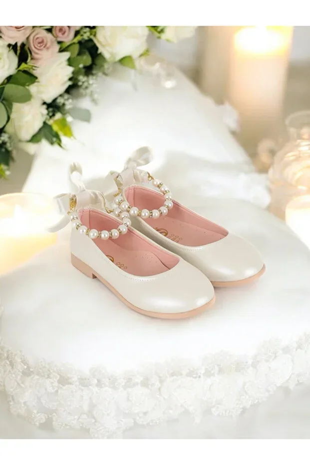 GIRLS' ANKLE PEARL STONE CREAM COLOR ORTHOPEDIC CHIC BABET