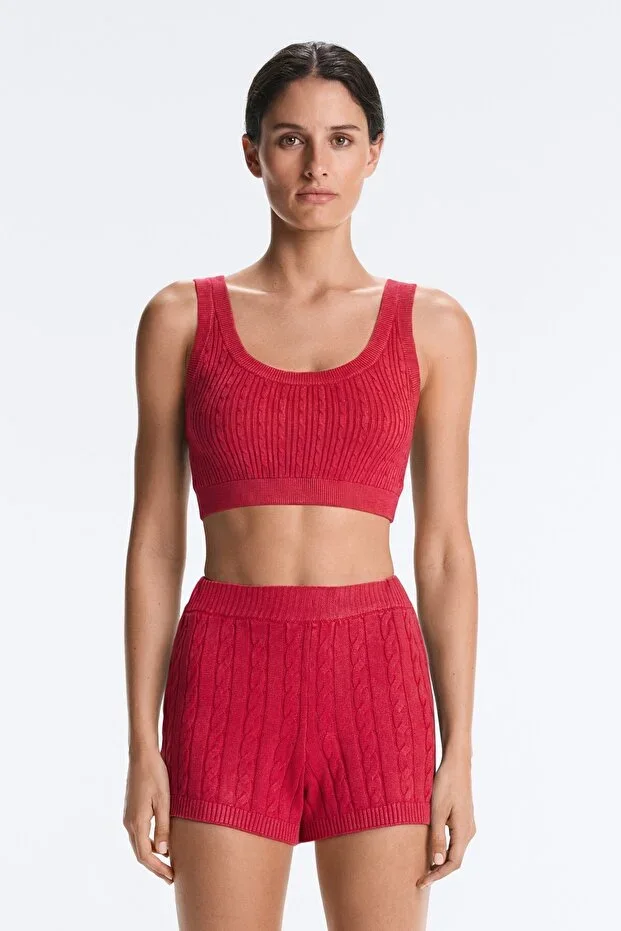 Oysho Washed knit crop strap blouse