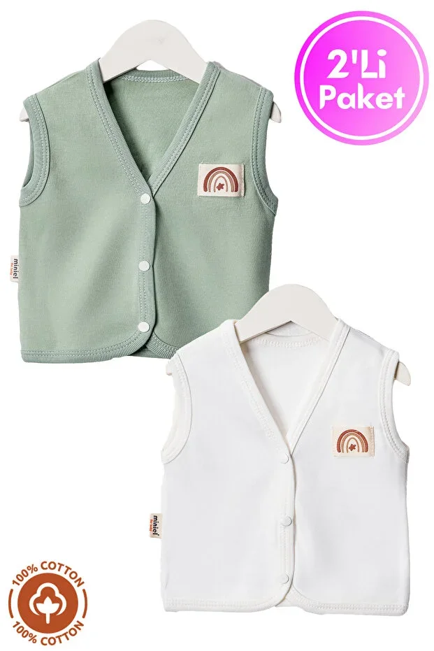 Unisex Baby Arm Detail Organic Cotton 3-6-9 Months 2-Piece Jersey Baby Vest Set