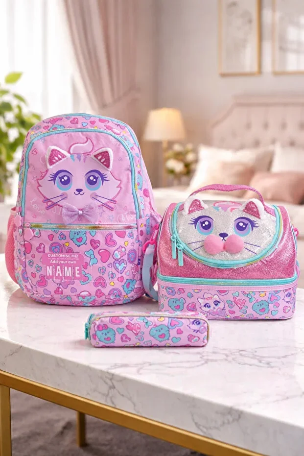 Dream West Cat themed 3-piece school bag set