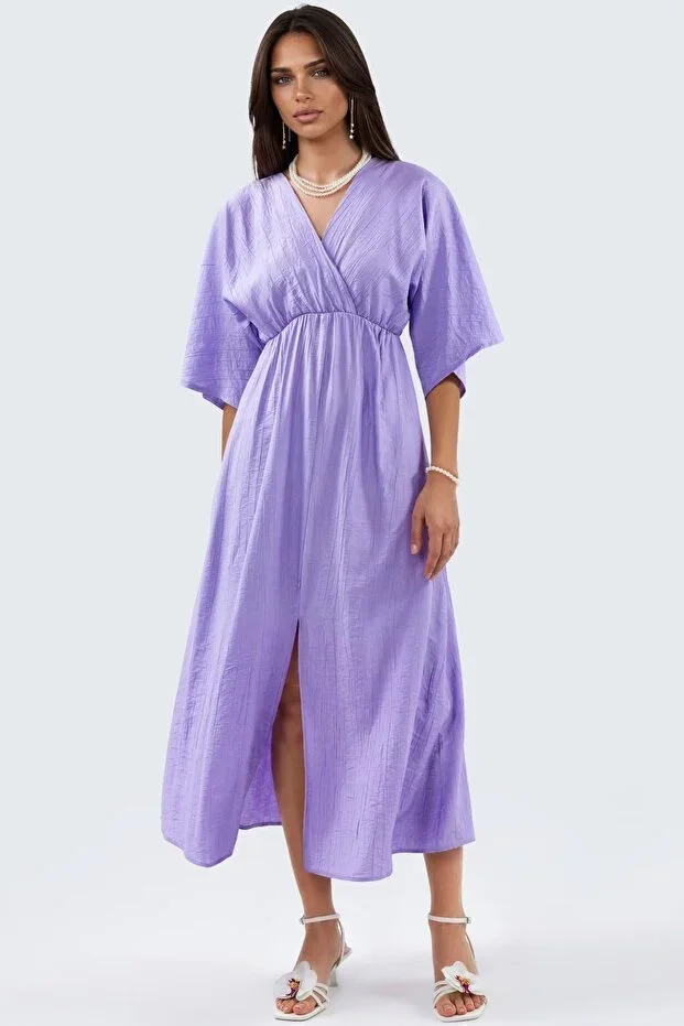 BUSEM V-Neck Half Sleeve Midi Dress