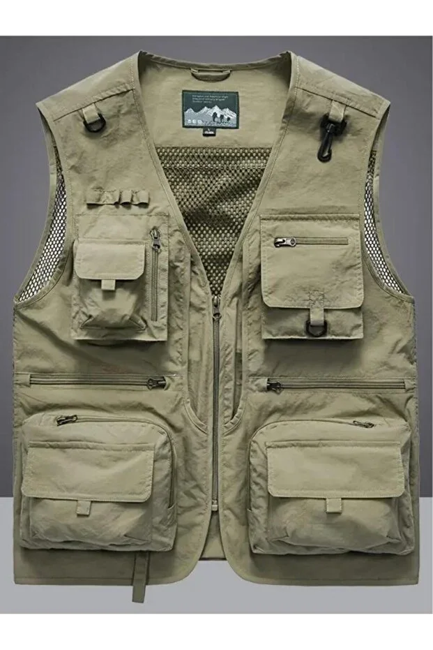 Fisherman Vest Breathable Nylon Cargo Vest Jacket Multi-Pocket Detailed Sports Vest